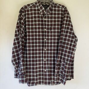 Abercrombie & Fitch Outdoors Flannel 100% Cotton Plaid Large Mens Red Vintage